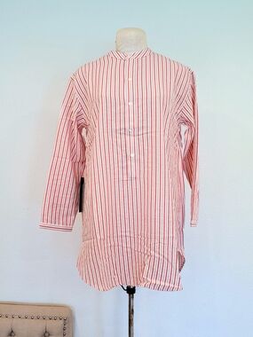 NWT Tuckernuck Strawberry Stripe  Mandarin Collar Dress Swim Coverup Medium